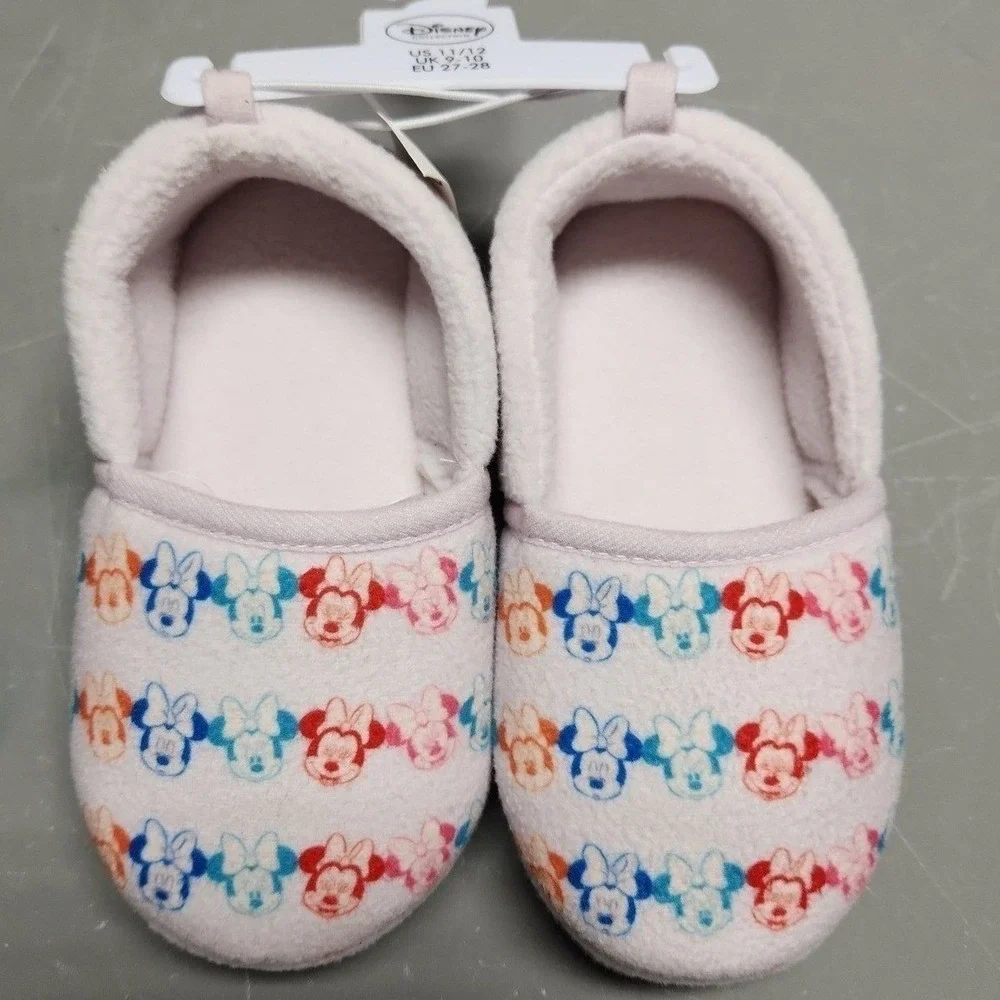 NEW Kids Disney Minnie Mouse Slip-On Slippers, Size 11/12